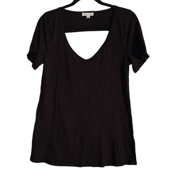 Socialite Black V-Neck Short Sleeve Womens T-Shirt Small Modal Cotton Blend - Picture 1 of 9